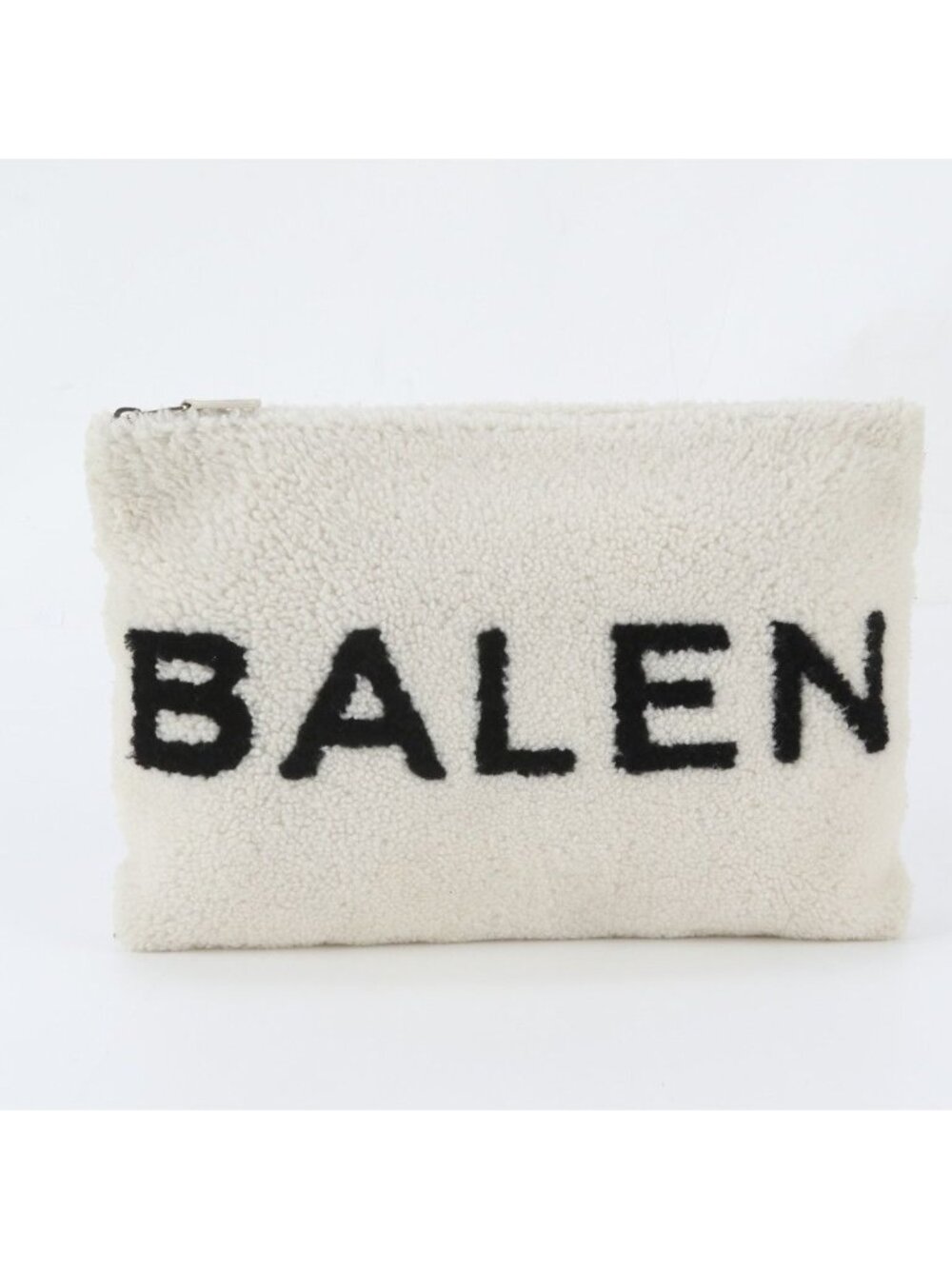 Balenciaga Shearling Logo Leather Clutch Hand Second Pouch